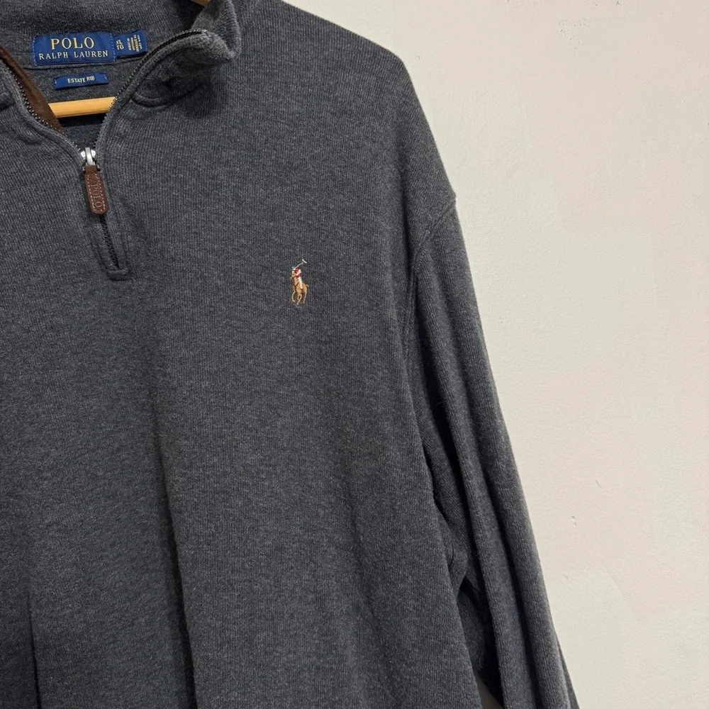 Polo Ralph Lauren Estate 1/4 Zip Sweater Sweatshirt Gray Size XL